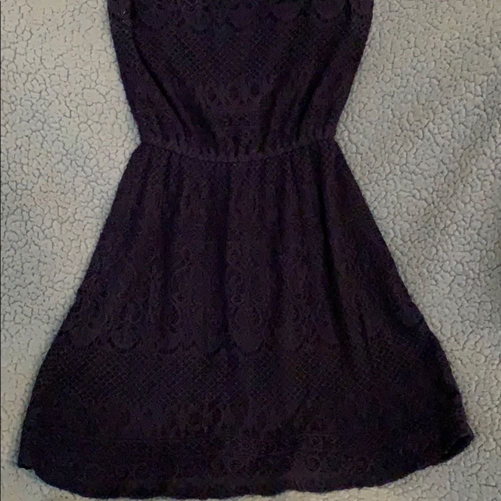 Lace navy blue dress.